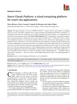 Storm Clouds Platform: a Cloud Computing Platform for Smart City Applications