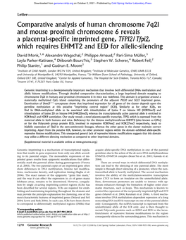 Comparative Analysis of Human Chromosome 7Q21 and Mouse