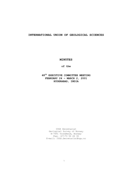 International Union of Geological Sciences Minutes