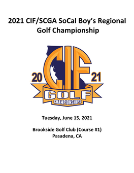 2021 CIF/SCGA Socal Boy's Regional Golf Championship