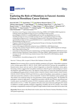 Exploring the Role of Mutations in Fanconi Anemia Genes in Hereditary Cancer Patients