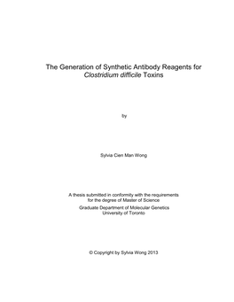 The Generation of Synthetic Antibody Reagents for Clostridium Difficile Toxins