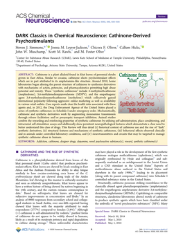 Cathinone-Derived Psychostimulants Steven J