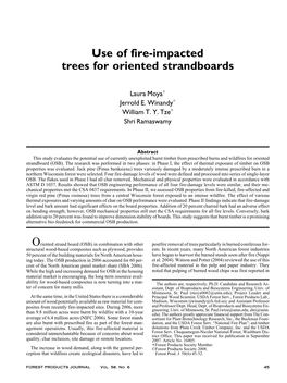 Use of Fire-Impacted Trees for Oriented Strandboards