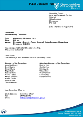 (Public Pack)Agenda Document for South Planning Committee, 28/08