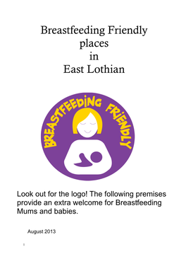 East Lothian Breastfeeding Friendly Leaflet August