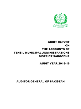 Audit Report on the Accounts of Tehsil Municipal Administrations District Sargodha