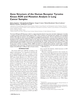 Gene Structure of the Human Receptor Tyrosine Kinase RON And