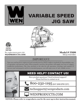 Variable Speed Jig Saw