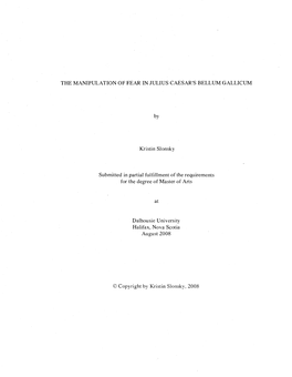 The Manipulation of Fear in Julius Caesar's" Bellum Gallicum."