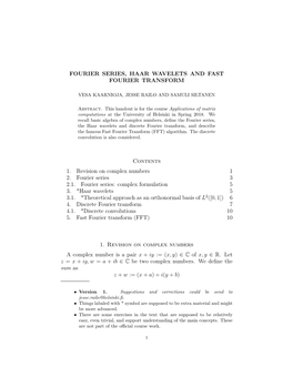 Fourier Series, Haar Wavelets and Fast Fourier Transform