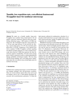 Tunable, Low-Repetition-Rate, Cost-Efficient Femtosecond Ti:Sapphire Laser for Nonlinear Microscopy