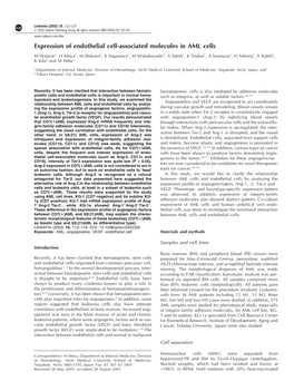 Expression of Endothelial Cell-Associated Molecules in AML