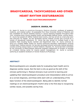 Bradycardias, Tachycardias and Other Heart Rhythm