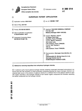 Method for Removing Impurities from Anhydrous Hydrogen Chloride