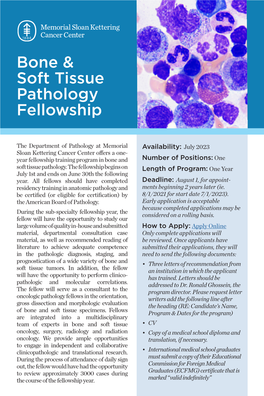 Bone & Soft Tissue Pathology Fellowship