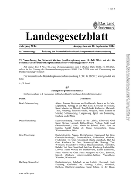 Verordnung Der Steiermärkischen Landesregierung Vom 10