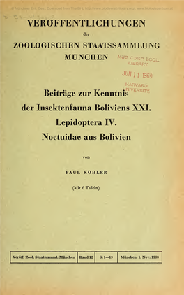 Verfentlichungen Der Zoologischen Staatssammlung Mchen
