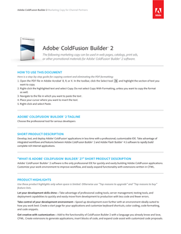 Adobe® Coldfusion® Builder™ 2