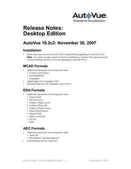 Release Notes: Desktop Edition