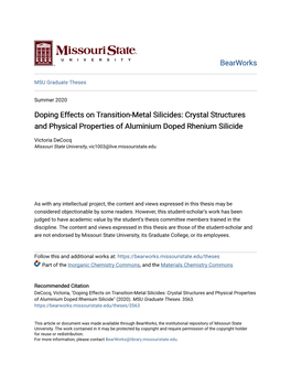 Doping Effects on Transition-Metal Silicides: Crystal Structures and Physical Properties of Aluminium Doped Rhenium Silicide