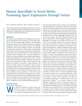 Human Spaceflight in Social Media: Promoting Space Exploration Through Twitter