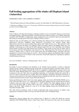 Fall Feeding Aggregations of Fin Whales Off Elephant Island (Antarctica)