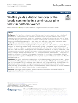 Wildfire Yields a Distinct Turnover of the Beetle Community in a Semi-Natural