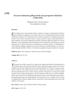 El Sector Balneario Gallego Desde Una Perspectiva Histórica (1780-1935)