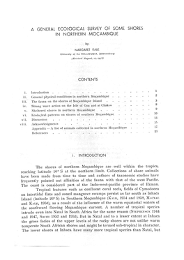 A General Ecological Survey of Some Shores in Northern Moçambique