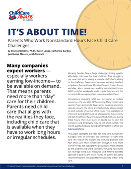 It's About Time: Parents Who Work Nonstandard Hours Face Child Care