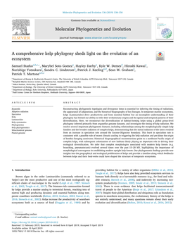A Comprehensive Kelp Phylogeny Sheds Light on the Evolution of an T Ecosystem ⁎ Samuel Starkoa,B,C, , Marybel Soto Gomeza, Hayley Darbya, Kyle W
