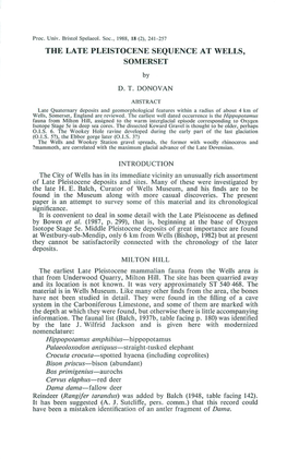 The Late Pleistocene Sequence at Wells, Somerset