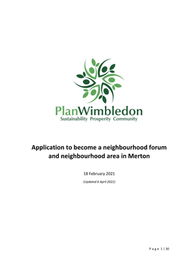 Application to Become a Neighbourhood Forum and Neighbourhood Area in Merton