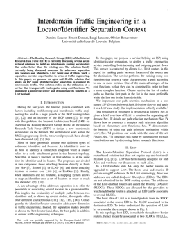 Interdomain Traffic Engineering in a Locator/Identifier Separation Context