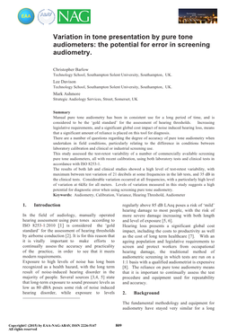 Variation in Tone Presentation by Pure Tone Audiometers: the Potential for Error in Screening Audiometry