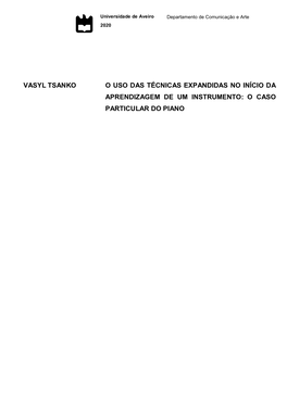 Vasyl Tsanko O Uso Das Técnicas Expandidas No Início Da Aprendizagem De Um Instrumento: O Caso Particular Do Piano