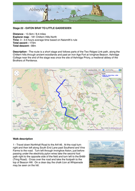 Stage 22. EATON BRAY to LITTLE GADDESDEN