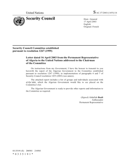 Security Council Distr.: General 17 April 2003 English