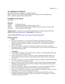 Dr. THOMAS P. SCHECK CURRICULUM VITAE