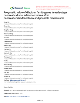Prognostic Value of Glypican Family Genes in Early-Stage Pancreatic Ductal Adenocarcinoma After Pancreaticoduodenectomy and Possible Mechanisms