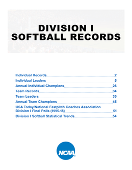 Division I Softball Records