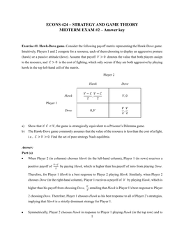 ECONS 424 – STRATEGY and GAME THEORY MIDTERM EXAM #2 – Answer Key