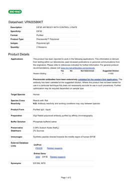 Datasheet: VPA00586KT Product Details