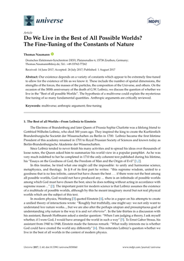 The Fine-Tuning of the Constants of Nature