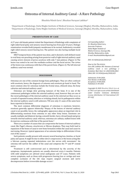 Osteoma of Internal Auditory Canal - a Rare Pathology
