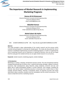 The Importance of Market Research in Implementing Marketing Programs