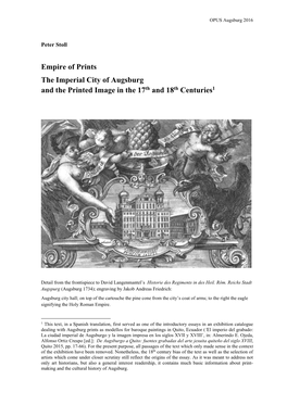 Empire of Prints. the Imperial City of Augsburg and the Printed Image In