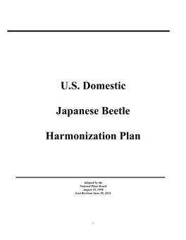 U.S. Domestic Japanese Beetle Harmonization Plan