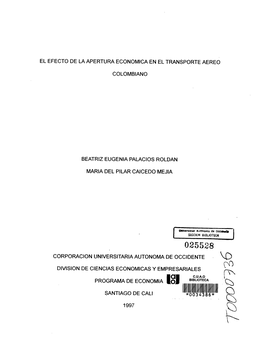El Efecto De La Apertura Económica En El Transporte Aereo Colombiano
